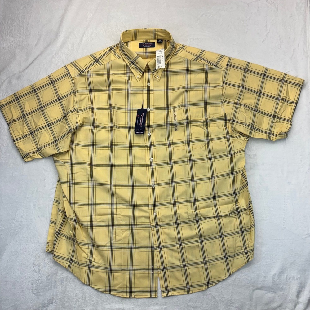 Roundtree & Yorke Mens 3X Big Shirt Golden Haze Yellow Plaid Easy Care S65WR535B